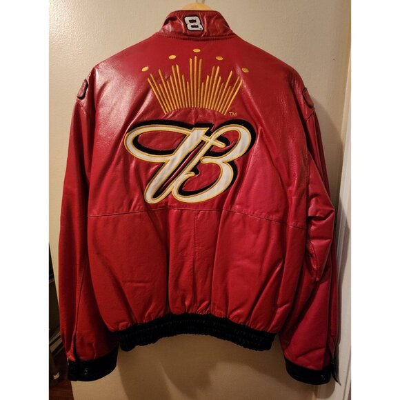Dale Earnhardt Jr Nascar Budweiser Leather Jacket Size Medium - Picture 2 of 11